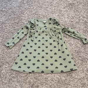 Cat & Jack Green Dress with Black Heart Pattern